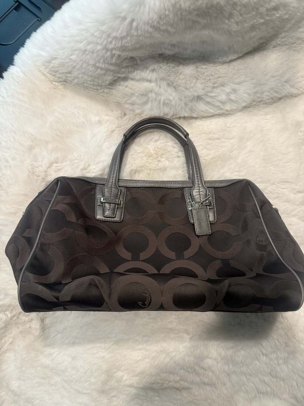 Coach Taylor Op Art Satchel in Dark Brown Canvas